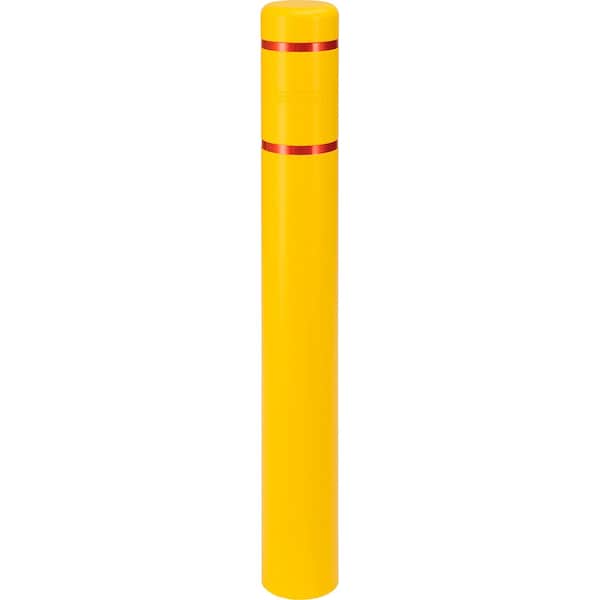 Global Industrial Reflective Bollard Sleeve, 6 Dia. x 52H, Yellow With Red Tape 670524YR - main